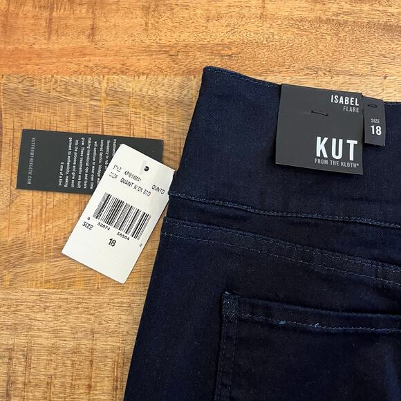 NWT Kut from the Kloth Isabel Flare Jeans 18 Dark Wash Stretch Denim Trouser - Picture 7 of 15